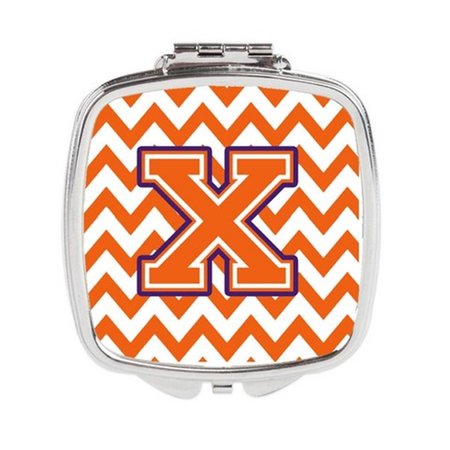 CAROLINES TREASURES Letter x Chevron Orange and Regalia Compact Mirror CJ1062-XSCM